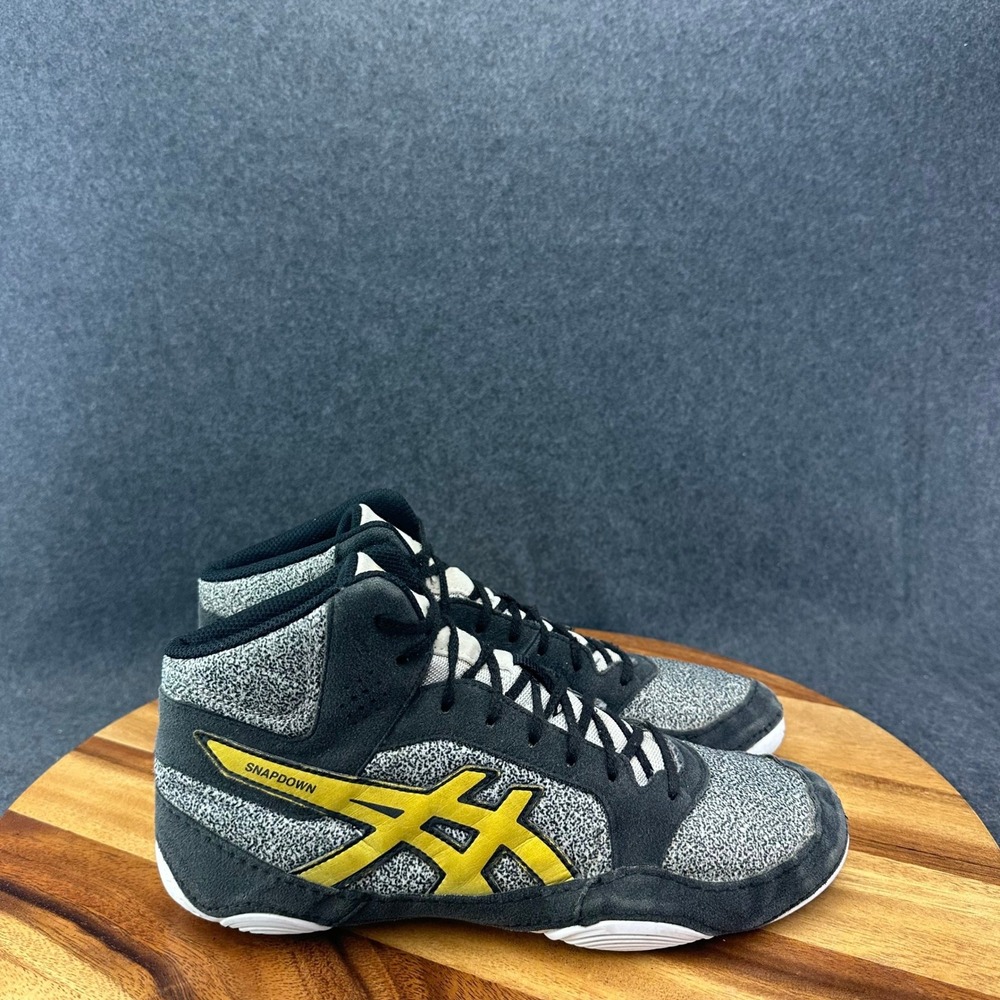 ASICS Snapdown 2 Men's Size 9.5 Gray Black Rich Gold Wrestling MMA Boxing Shoes